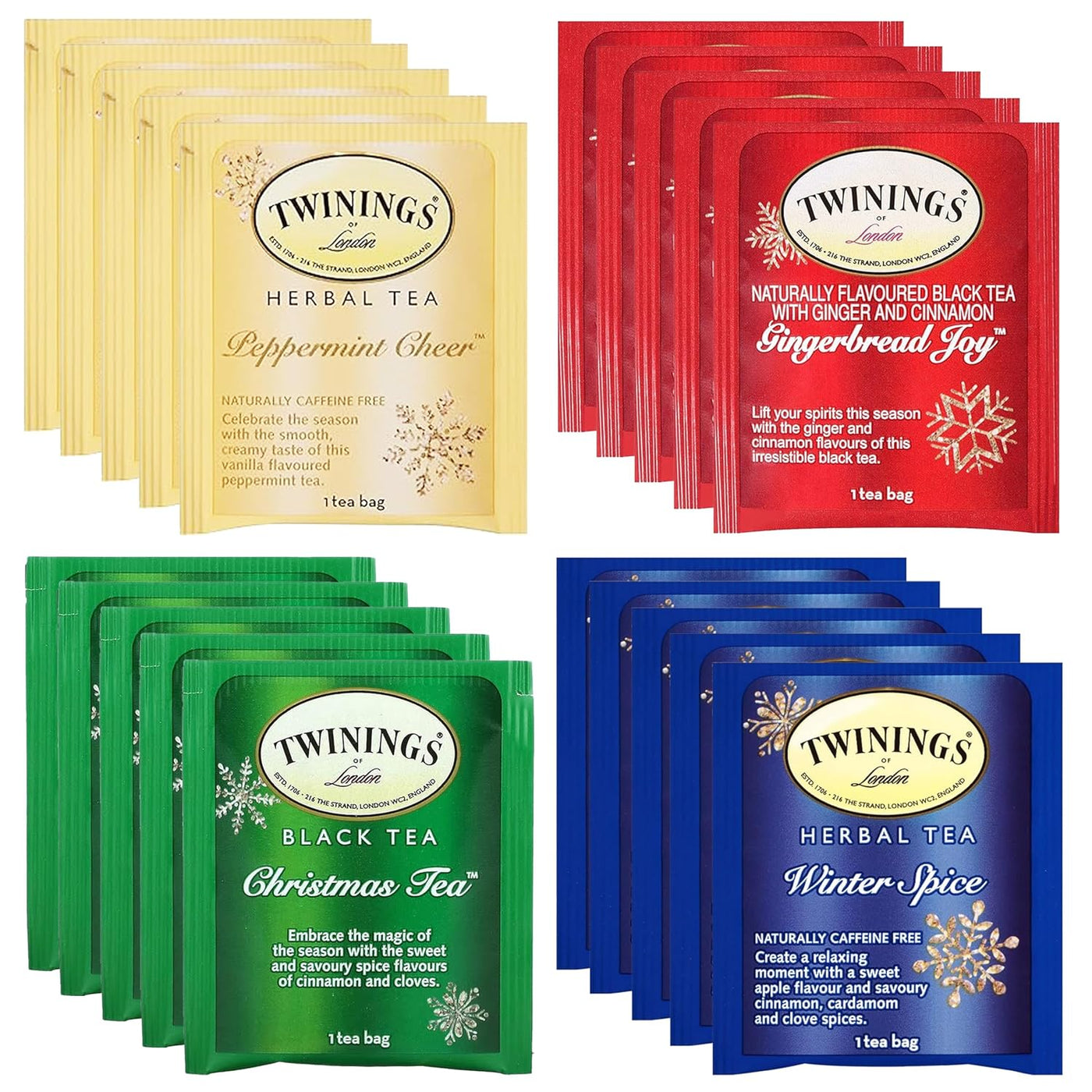Twinings Tea Bags Sampler Assortment Gift Box 20 Count 4 Flavors with Convenient Gift Box Seasonal Collection Awesome Gifts for College Students Friends