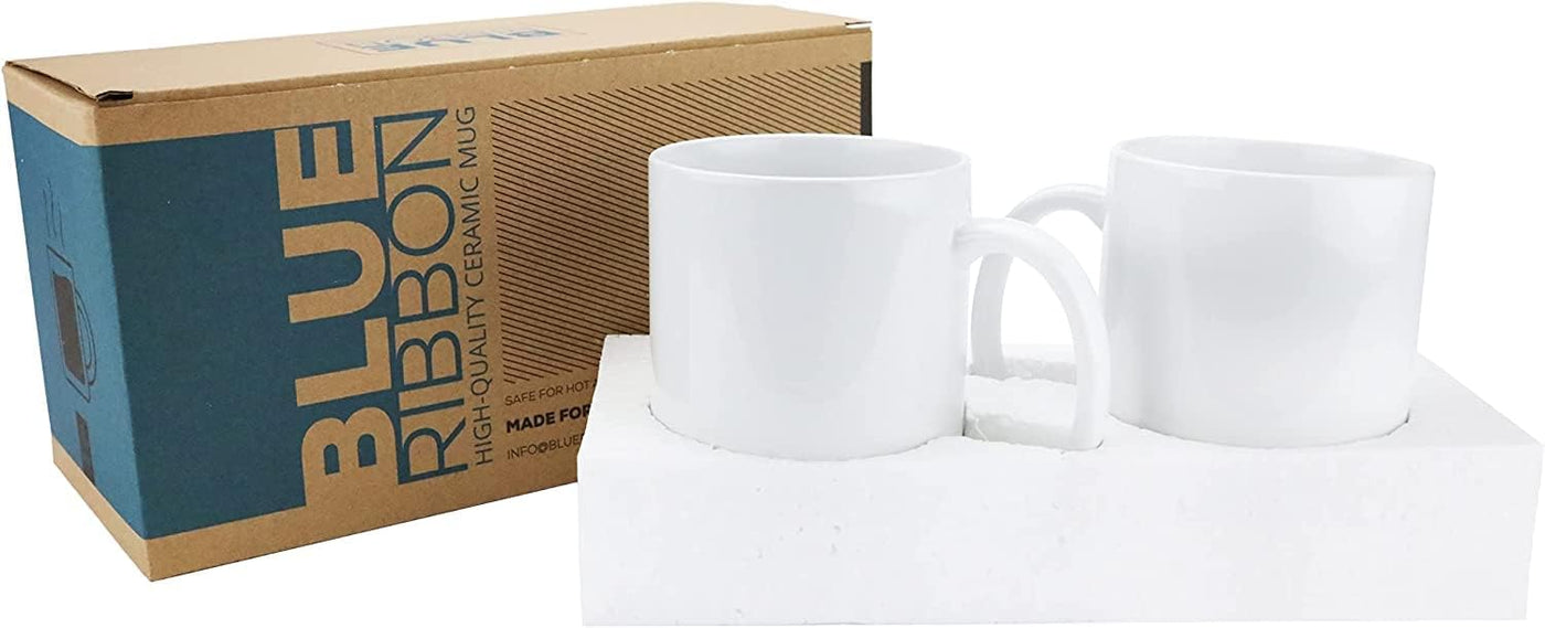 White Sublimation Plain Blank Coffee Mug Made of Ceramic, 11 oz, Set of 2, Comes with Gift Box and Foam Supports (Total 48 Mugs)