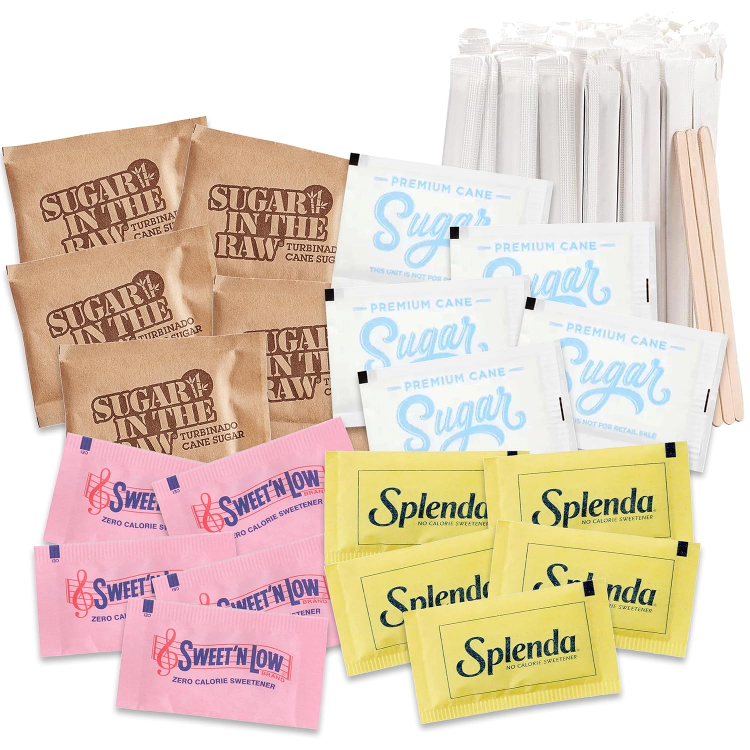 BLUE RIBBON, Sugar and Sweetener Assortment Packets Plus Wooden Coffee ...