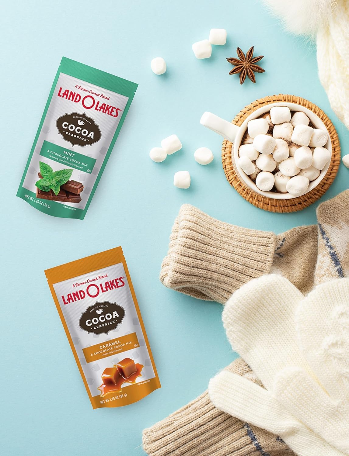 Land O'Lakes Hot Cocoa Mix (14 Count) 7 Flavors Gifts for Students Co-Workers Teens Someone Special Family Friends Her Him Hot Cocoa Gift Box