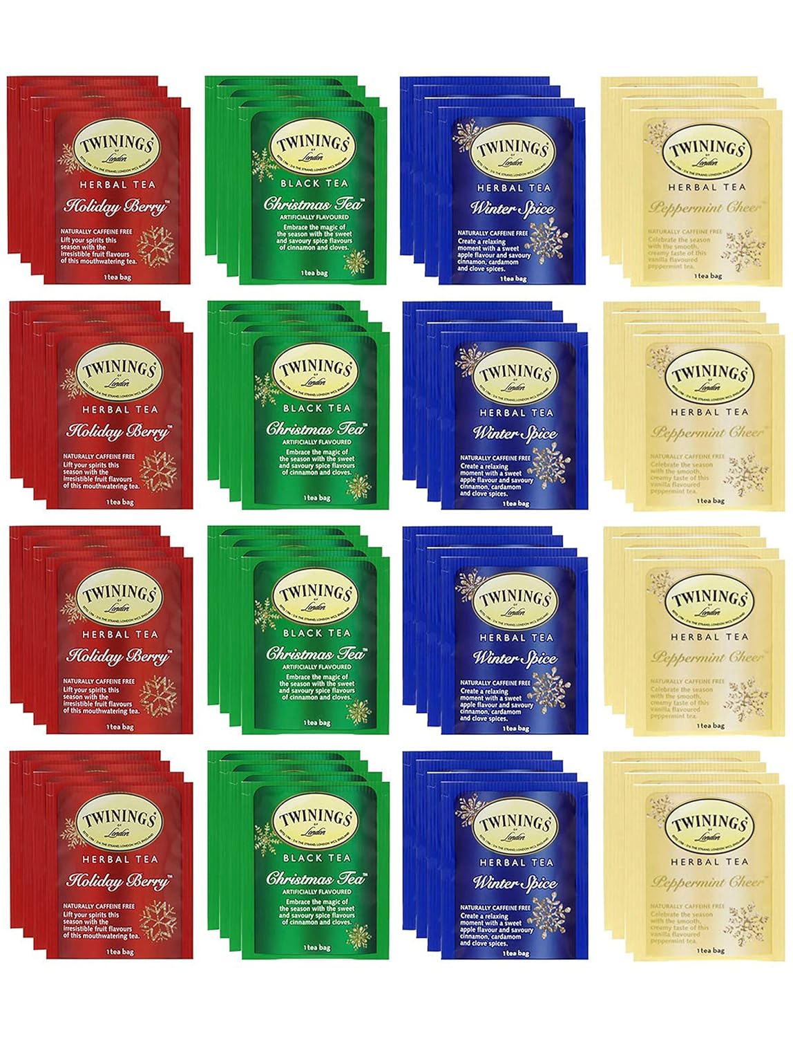 Twinings Holiday Variety Tea Bags in Bamboo Gift Box (40 Count) 4 Different Flavors Gift Sampler Basket Assortment Box Gift for Family Her Him Friends Coworkers