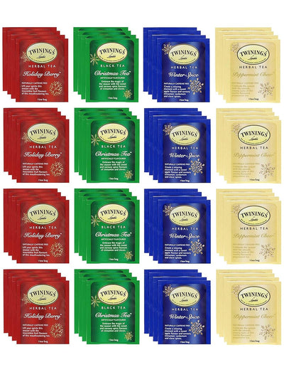 Twinings Holiday Variety Tea Bags in Bamboo Gift Box (40 Count) 4 Different Flavors Gift Sampler Basket Assortment Box Gift for Family Her Him Friends Coworkers