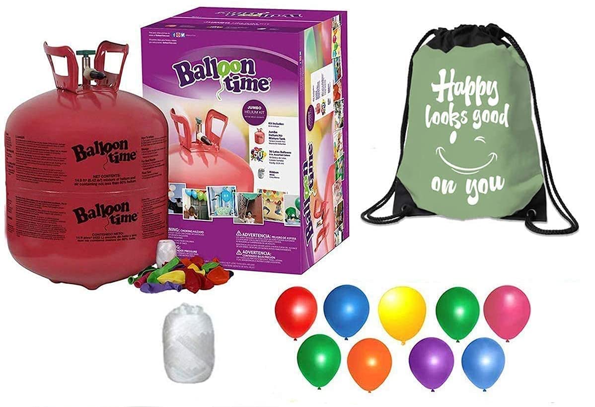 Balloon Time Helium Tank With Balloons and Ribbons
